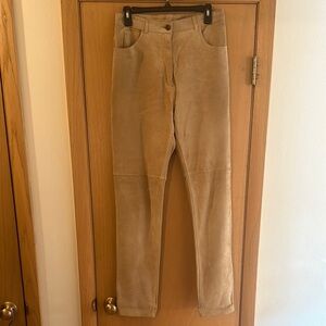 Pia Rucci Women’s Vintage Suede Leather Pants Tan Size 12-14